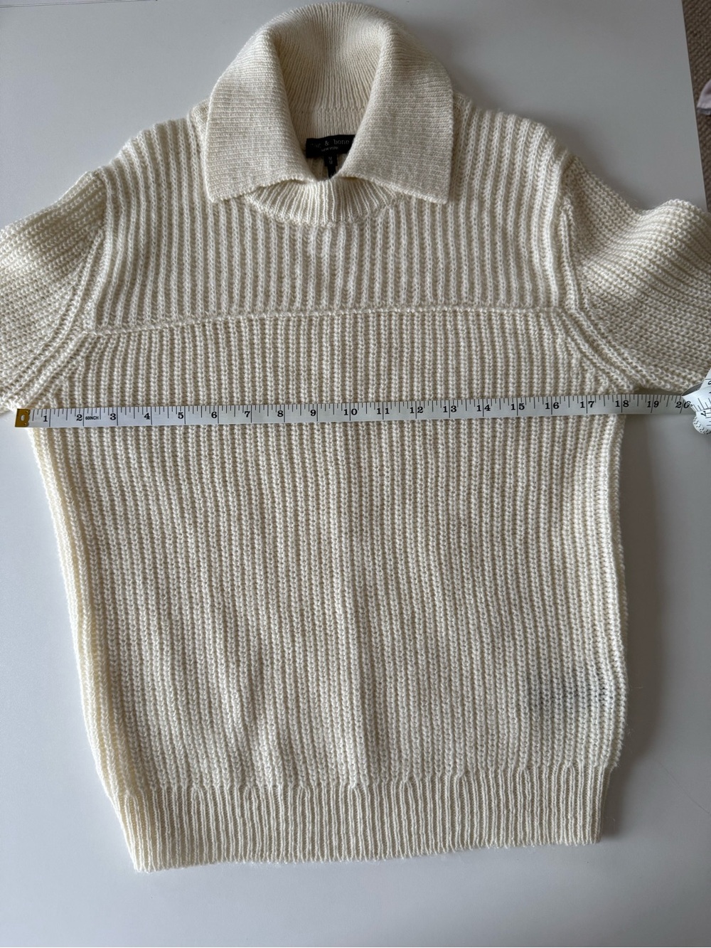 rag & bone Cream Ribbed Collared Sweater - Picture 5 of 7